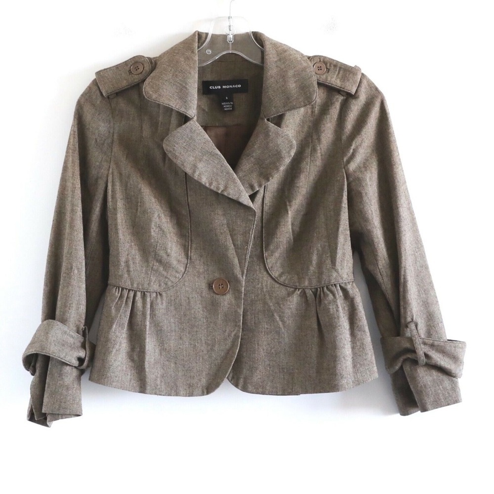 Club Monaco wool peplum blazer 2 XS warm short autumn fall romantic steampunk
